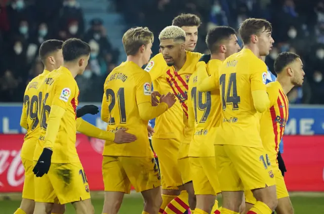 Barcelona celebrate their goal