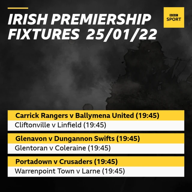 Irish Premiership fixtures
