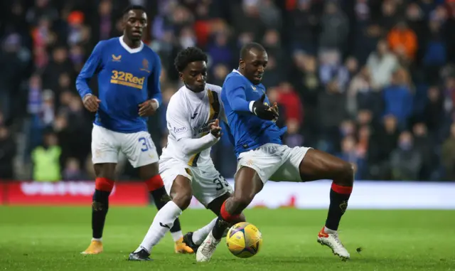 Rangers' Glen Kamara (right) and Livingston's Stephane Omeonga