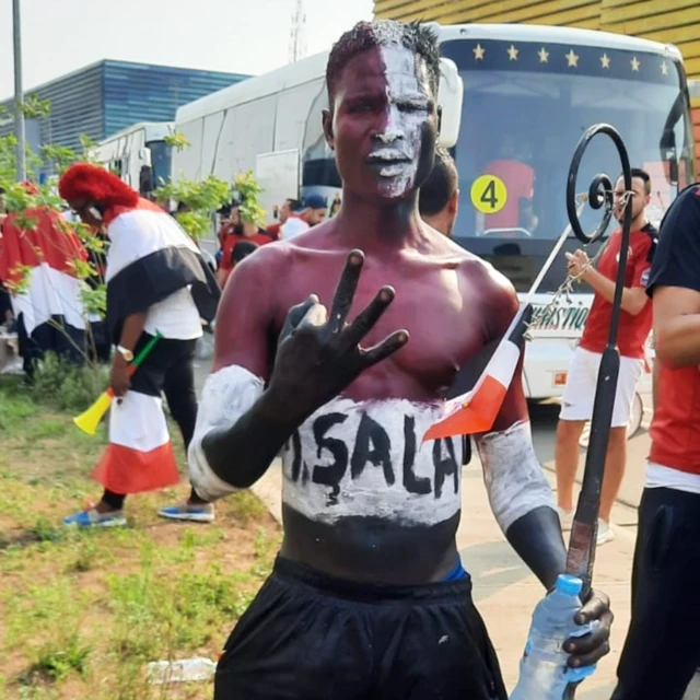 A Mohamed Salah supporter in Douala, Cameroon - 26 January 2022