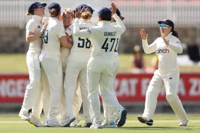 Katherine Brunt celebrates