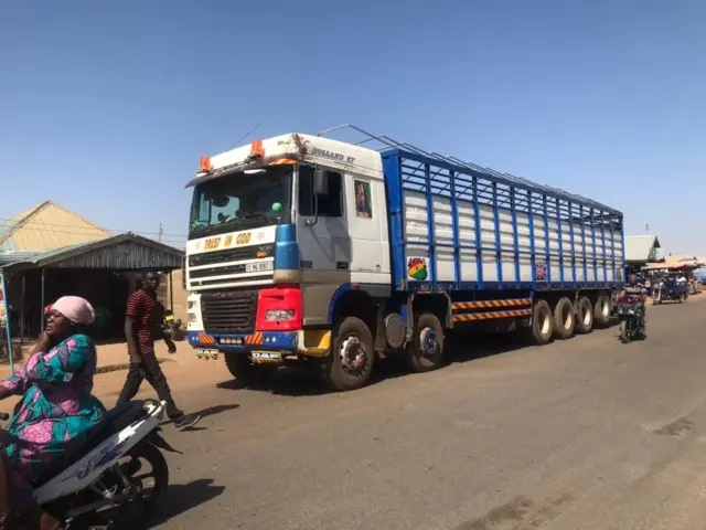 Traffic at a border post between Ghana and Burkina Faso - Wednesday 26 January 2022