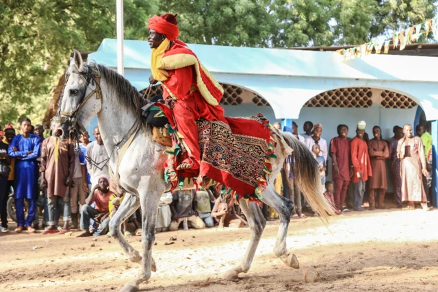 A man on a  horse at horse festival in Garoua, Cameroon - Saturday 22 January 2022