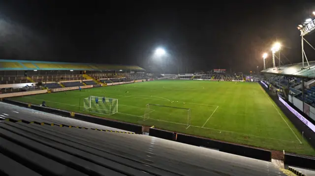 Cappielow Park in all of its glory under the lights