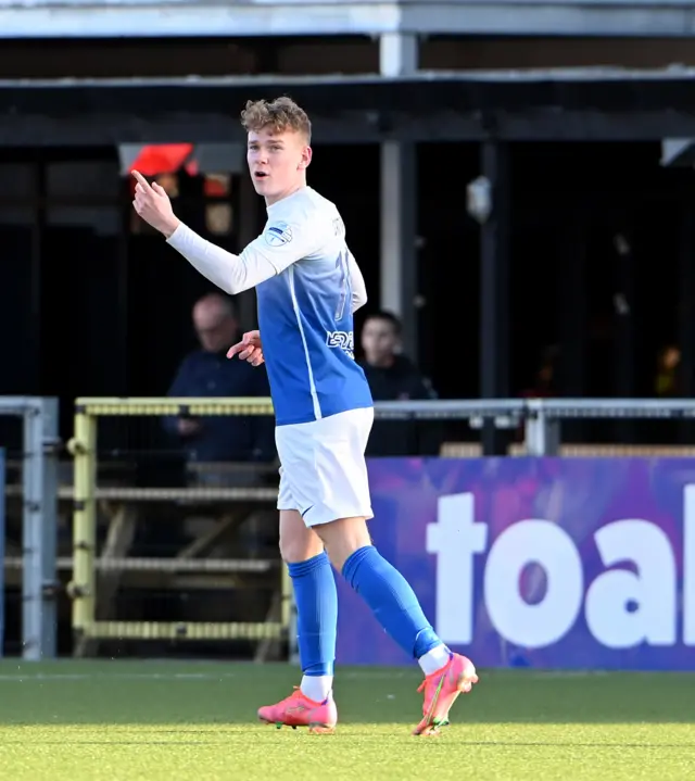 Glenavon's Peter Campbell celebrates after scoring the only goal against Crusaders.