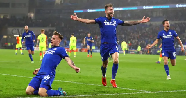 Isaak celebrates his goal