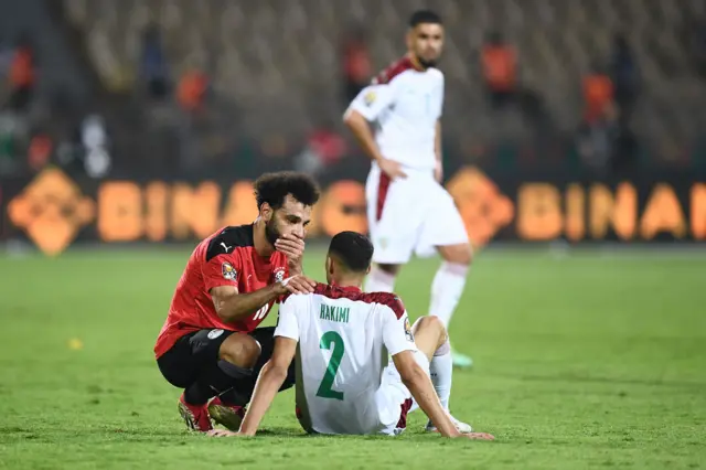 Mo Salah consoles Morocco defender Achraf Hakimi