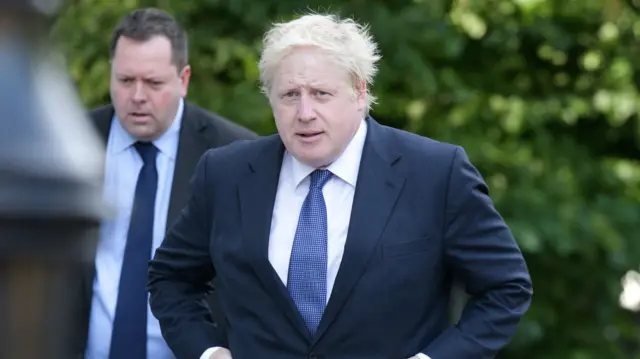 Boris Johnson (right) leaves his home in north London, as Theresa May overtook him in the race to become the next prime minister, according to polling. 28/06/2016. [