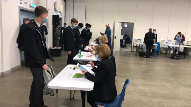 Pupils line up for tests