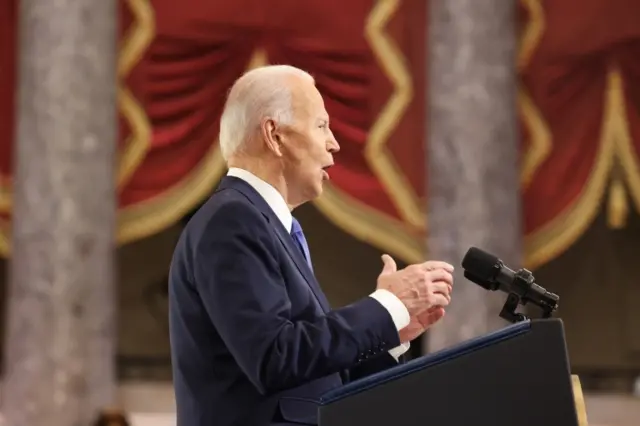 President Biden speaks in the Capitol building