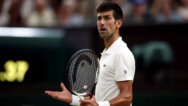 Novak Djokovic on court at play