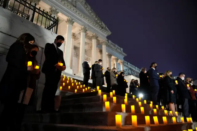 A candlelit vigil was held on the steps of Capitol Hill to cap off the day