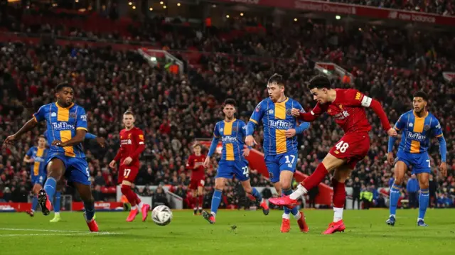 Liverpool's Curtis Jones against Shrewsbury