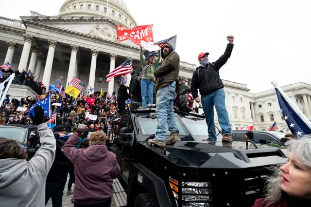 Supporters of Donald Trump gathered outside the steps to the US Capitol on 6 January, 2020.