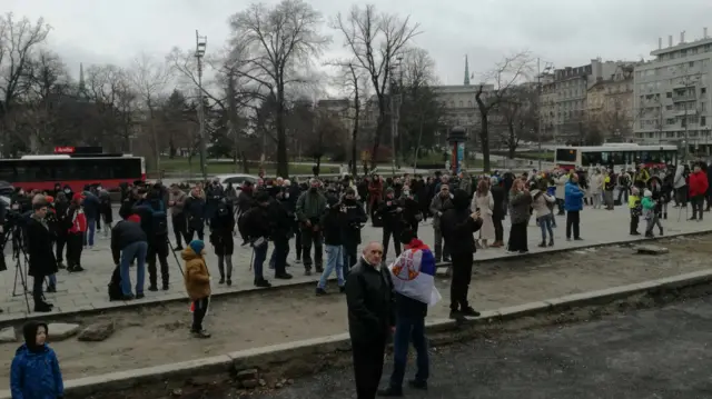 Protests outside Serbia's parliament building in Belgrade