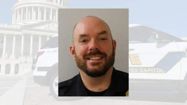 A photograph of fallen Capitol Police officer Billy Evans, who was killed in an April attack.