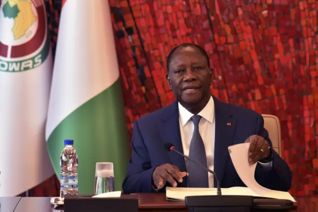 Ivorian President Alassane Ouattara attends a meeting of the National Security Council