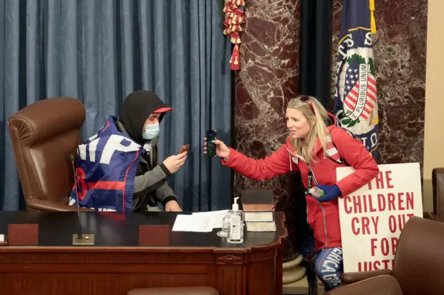 Pro-Trump protestors broke into the Senate chamber on 6 January 2021