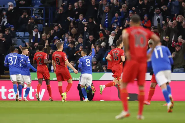 Leicester City's Youri Tielemans celebrates