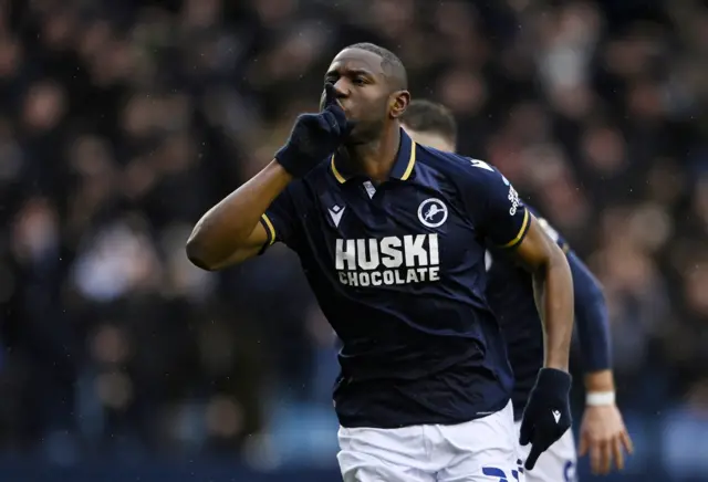 Millwall's Benik Afobe celebrates his goal against Crystal Palace