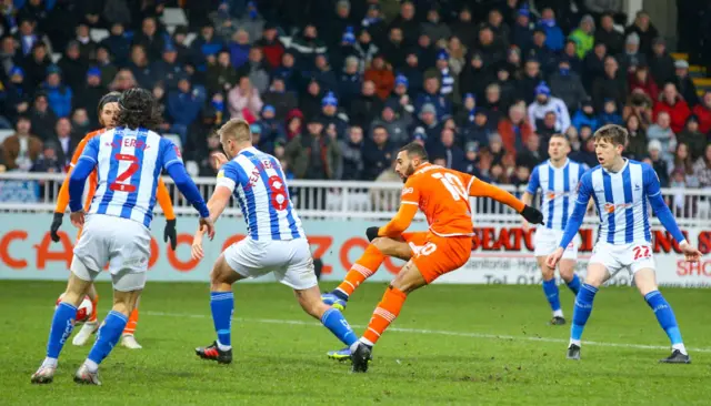 Blackpool's Keshi Anderson scores the opening goal