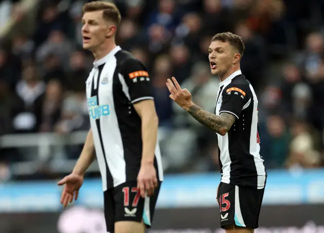 Newcastle United's Kieran Trippier and Emil Krafth