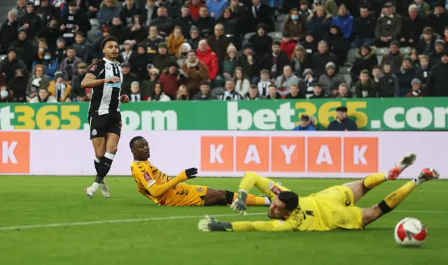 Newcastle United's Jacob Murphy put the ball in the back of the net