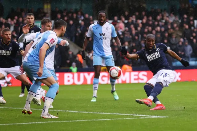 Benik Afobe shoots for Millwall