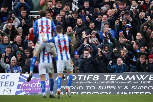 Hartlepool United fans celebrate