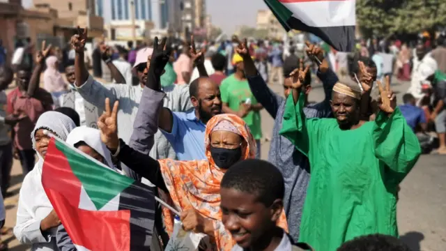 Demonstrators in Khartoum, Sudan - 9 January 2022