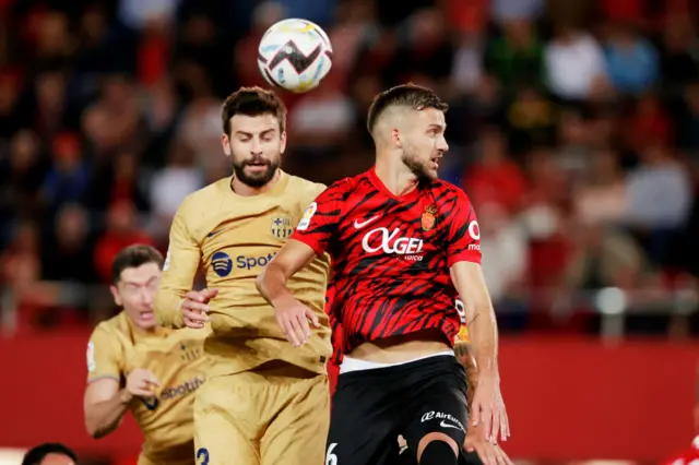 Gerard Pique of FC Barcelona Jose Manuel Arias Copete of Real Mallorca