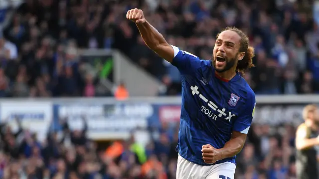 Marcus Harness celebrates for Ipswich