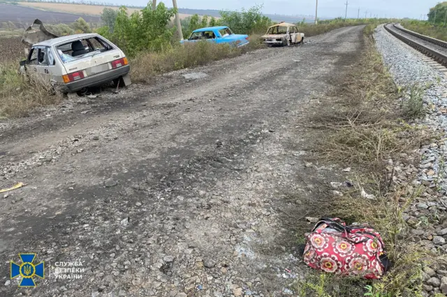 A photo purportedly showing the aftermath of the reported attack in north-eastern Ukraine