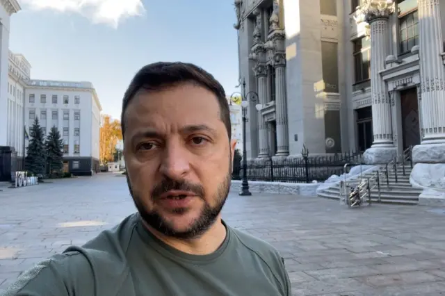 Screenshot of a selfie video by Ukrainian President Volodymyr Zelensky in Kyiv