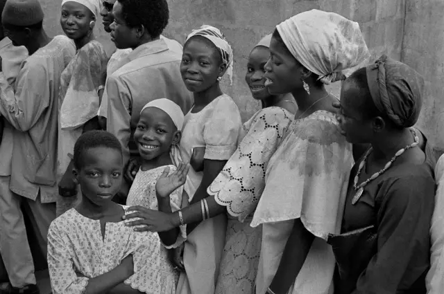 A Nigerian family queues to enter the National Stadium for the Festac ’77 opening ceremony