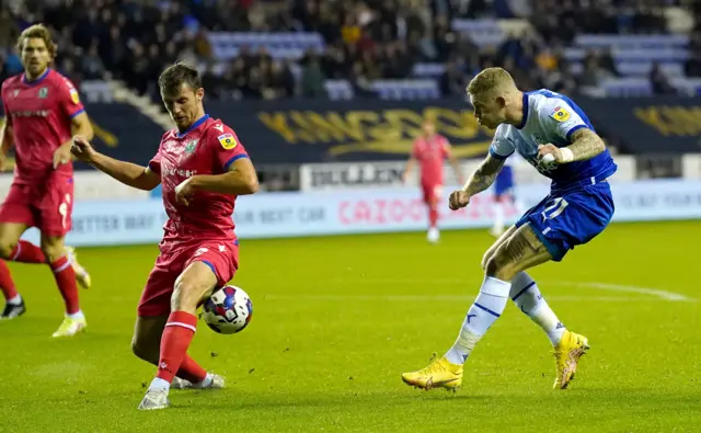 James McClean has a cross blocked by Blackburn