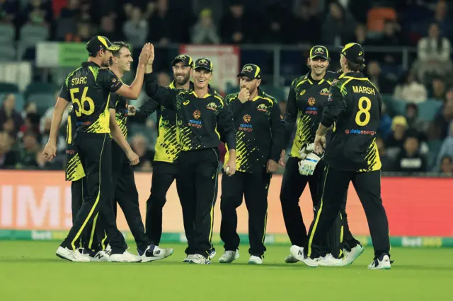 Australia celebrate a wicket