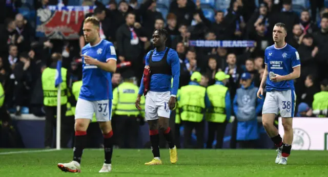 Rangers players trudge off at full-time