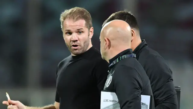 Hearts head coach Robbie Neilson in Florence