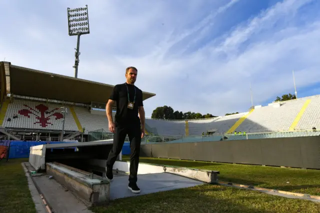 Robbie Neilson takes in the Artemio Franchi Stadium