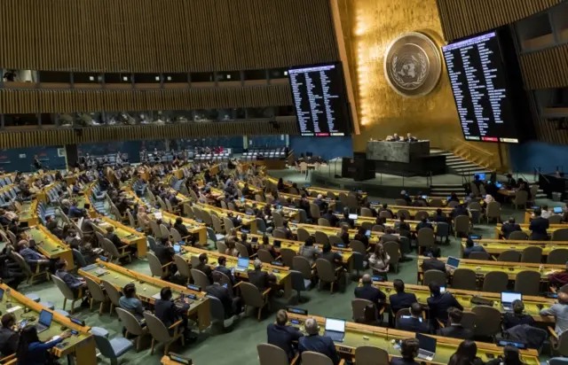 The United Nations General Assembly votes to pass a resolution condemning Russia's annexation of regions of Ukraine