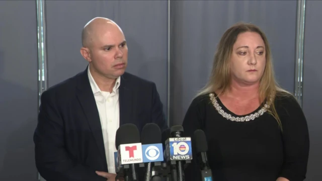 Alyssa Alhadeff's parents at a press conference