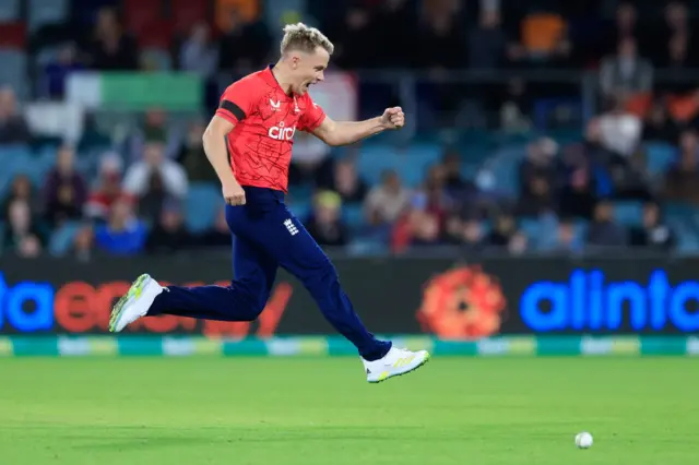Sam Curran celebrating a wicket