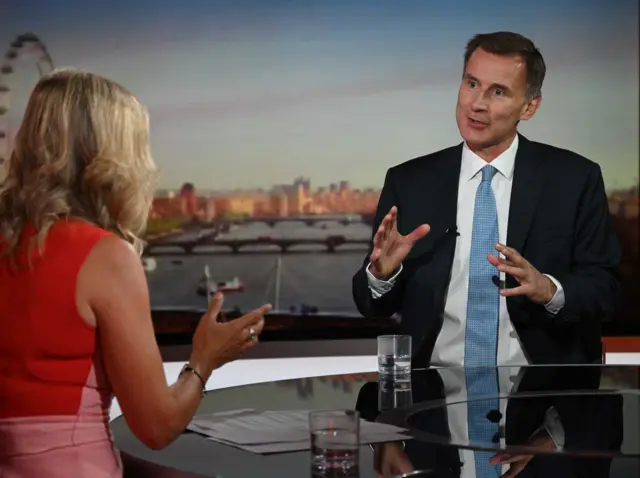 Jeremy Hunt talking to Sophie Raworth