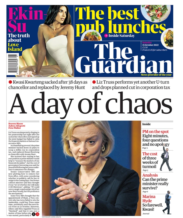 Guardian front page