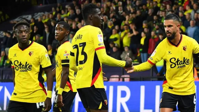 Watford celebrate Louza's goal