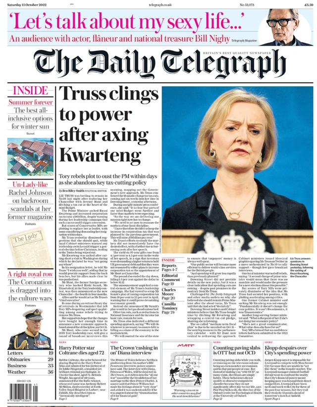 Daily Telegraph front page