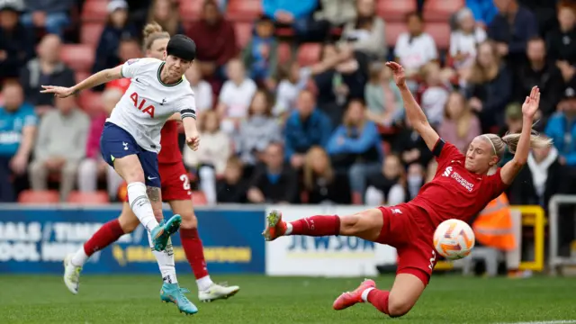 Ashleigh Neville has an attempt of a goal