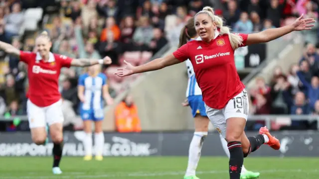 Adriana Leon celebrates scoring for Manchester United