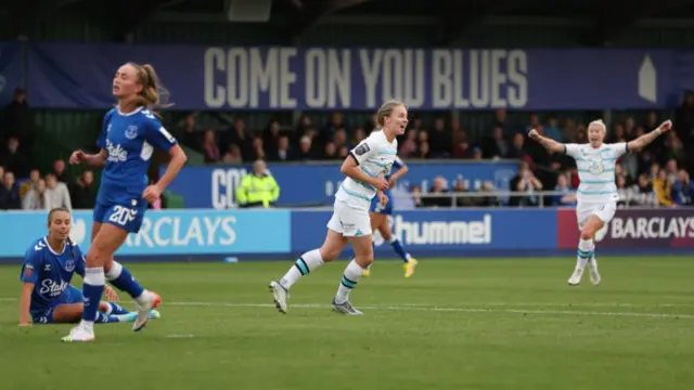 Niamh Charles after scoring Chelsea's third goal.